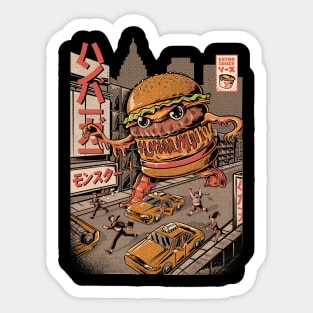 BurgerZilla - Burger Attack - Black Sticker